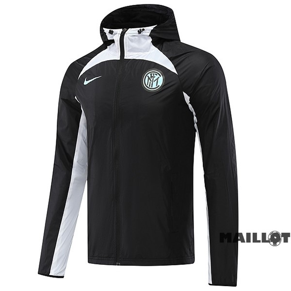 Foot Maillot Pas Cher Coupe Vent Inter Milán 2022 2023 Noir Blanc