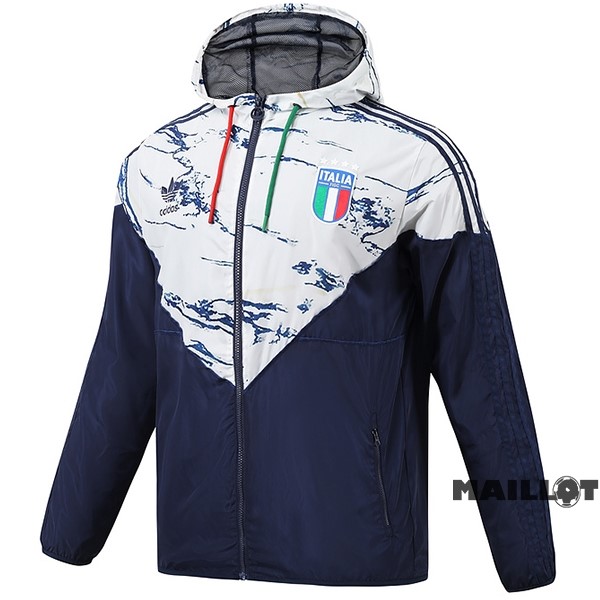 Foot Maillot Pas Cher Coupe Vent Italie 2023 Bleu Marine Blanc