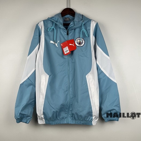 Foot Maillot Pas Cher Coupe Vent Manchester City 2023 2024 Bleu Blanc