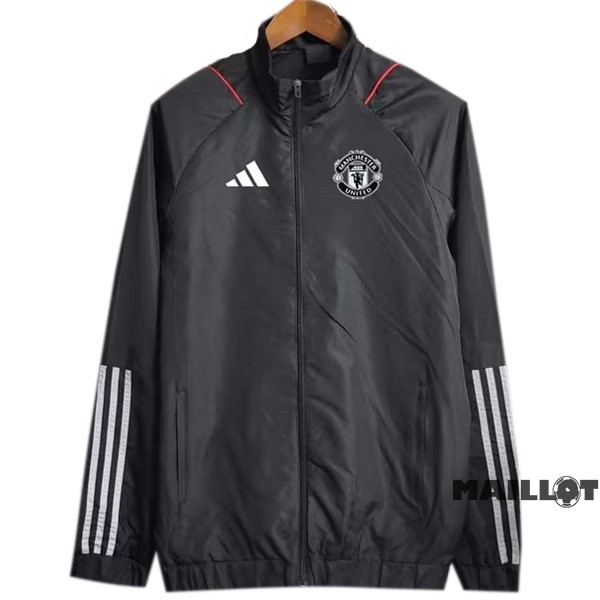 Foot Maillot Pas Cher Coupe Vent Manchester United 2023 2024 Noir Blanc