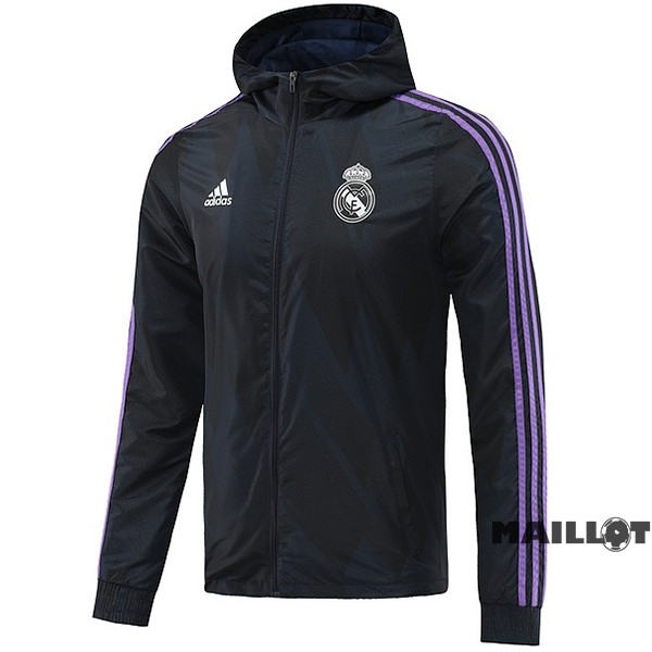 Foot Maillot Pas Cher Coupe Vent Real Madrid 2022 2023 Noir Purpura