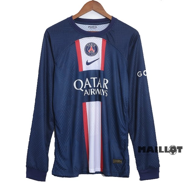 Foot Maillot Pas Cher Domicile Joueurs Manches Longues Paris Saint Germain 2022 2023 Bleu