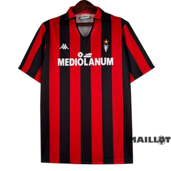 Foot Maillot Pas Cher Domicile Maillot AC Milan Retro 1988 1990 Rouge Noir