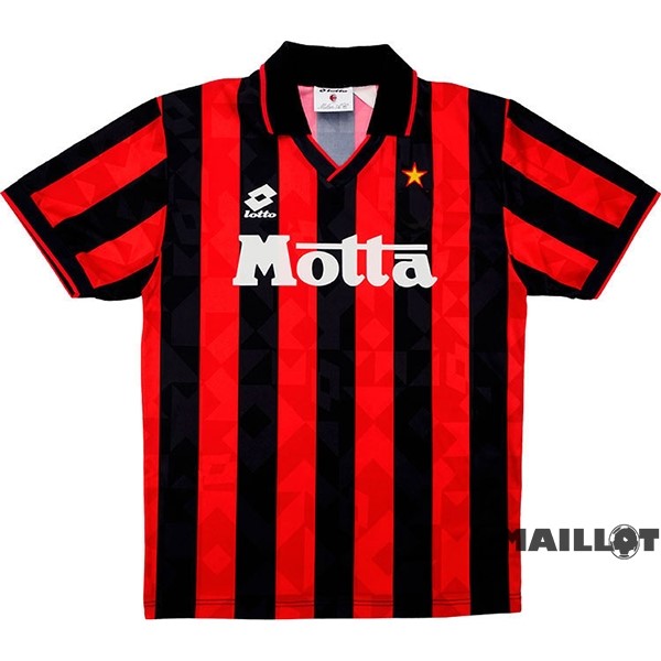 Foot Maillot Pas Cher Domicile Maillot AC Milan Retro 1993 1994 Noir Rouge