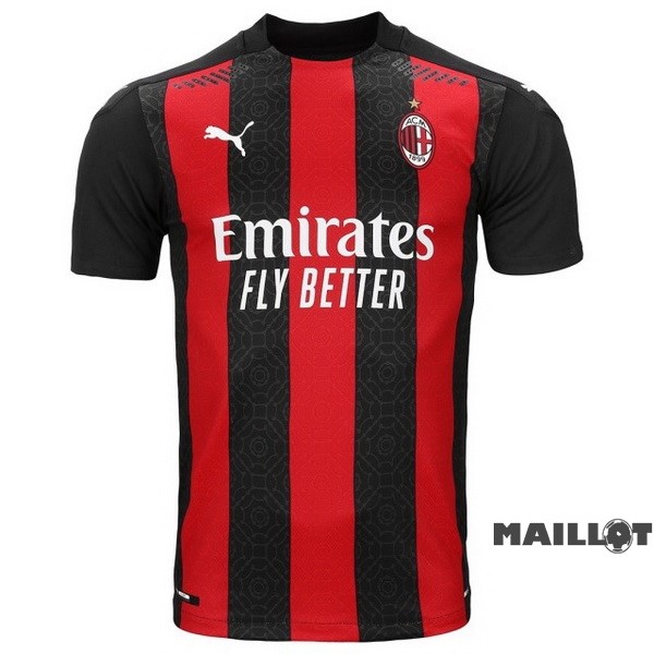 Foot Maillot Pas Cher Domicile Maillot AC Milan Retro 2020 2021 Rouge Noir