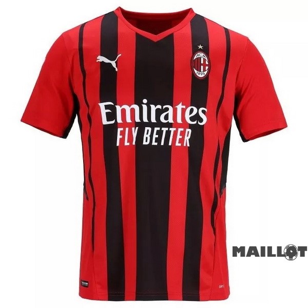 Foot Maillot Pas Cher Domicile Maillot AC Milan Retro 2021 2022 Rouge Noir