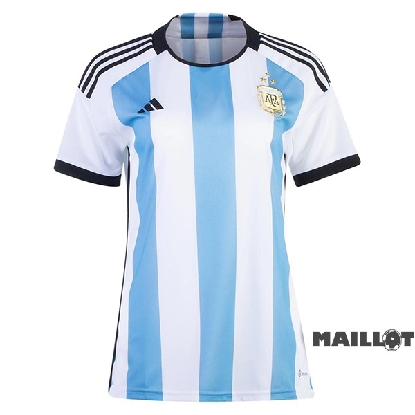 Foot Maillot Pas Cher Domicile Maillot Femme Argentine 3 Stars 2022 Bleu Blanc