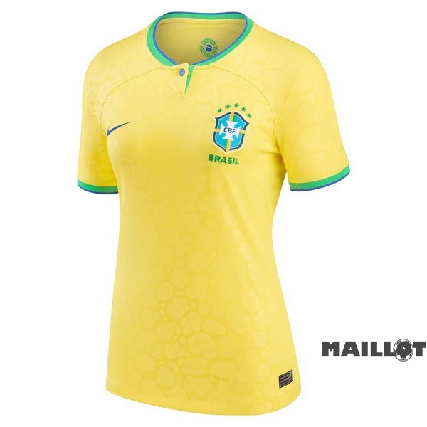 Foot Maillot Pas Cher Domicile Maillot Femme Brésil 2022 Jaune