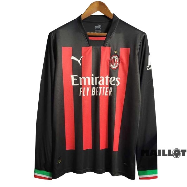 Foot Maillot Pas Cher Domicile Maillot Manches Longues AC Milan 2022 2023 Rouge