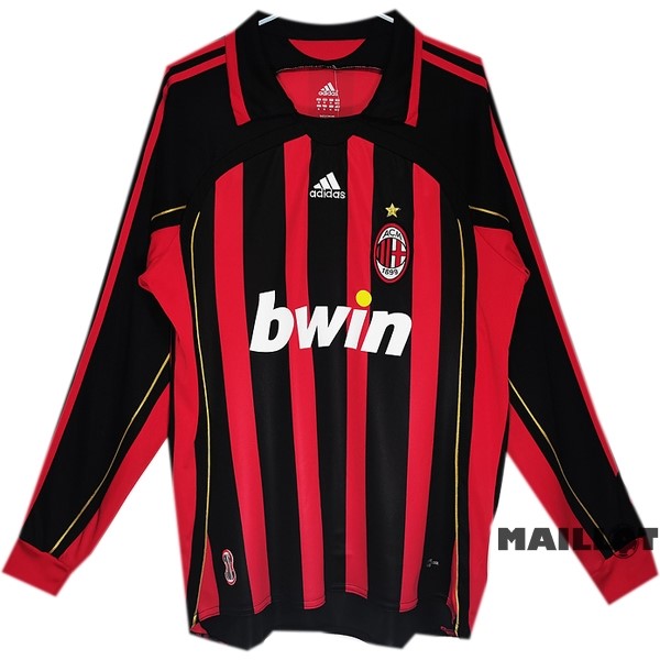 Foot Maillot Pas Cher Domicile Maillot Manches Longues AC Milan Retro 2006 2007 Rouge