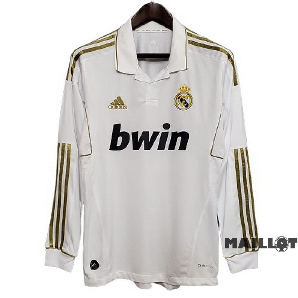 Foot Maillot Pas Cher Domicile Maillot Manches Longues Real Madrid Retro 2011 2012 Blanc