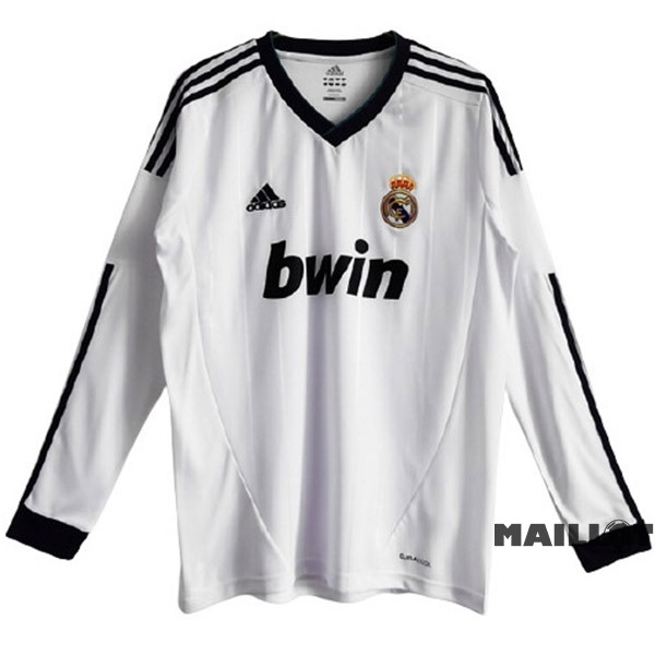 Foot Maillot Pas Cher Domicile Maillot Manches Longues Real Madrid Retro 2012 2013 Blanc