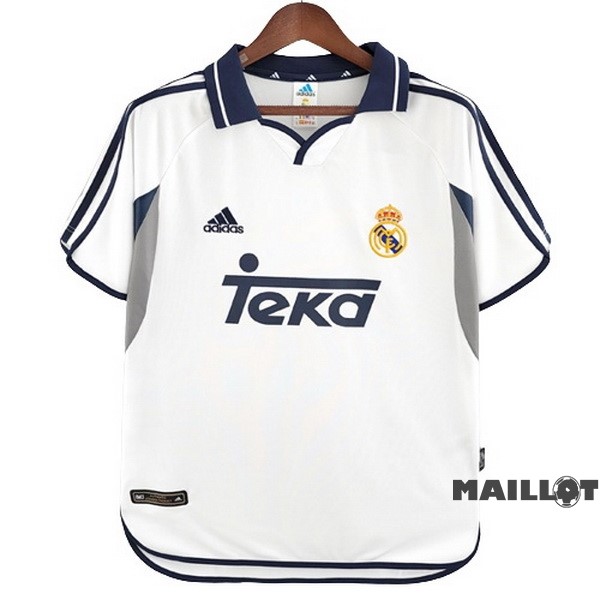 Foot Maillot Pas Cher Domicile Maillot Real Madrid Retro 2000 2001 Blanc