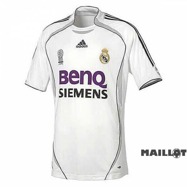 Foot Maillot Pas Cher Domicile Maillot Real Madrid Retro 2006 2007 Blanc
