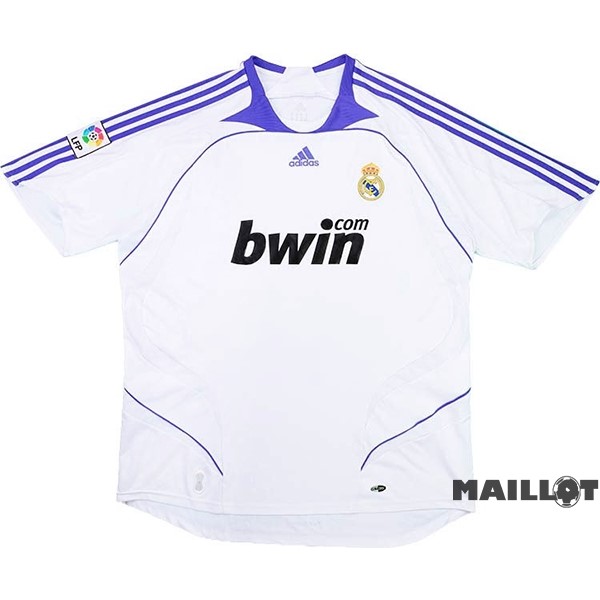 Foot Maillot Pas Cher Domicile Maillot Real Madrid Retro 2007 2008 Blanc