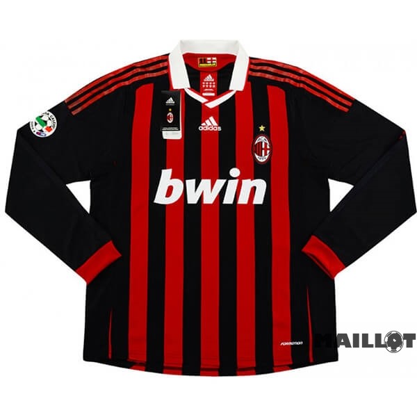 Foot Maillot Pas Cher Domicile Manches Longues AC Milan Retro 2009 2010 Rouge