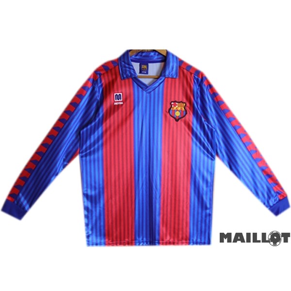 Foot Maillot Pas Cher Domicile Manches Longues Barcelona Retro 1991 1992 Bleu Rouge