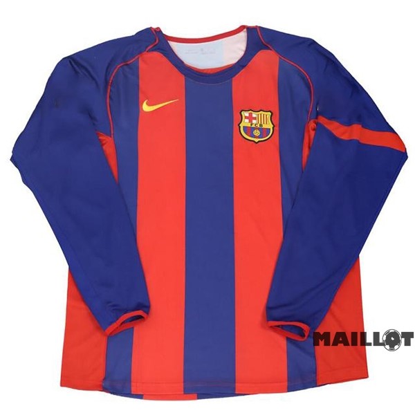 Foot Maillot Pas Cher Domicile Manches Longues Barcelona Retro 2004 2005 Bleu Rouge