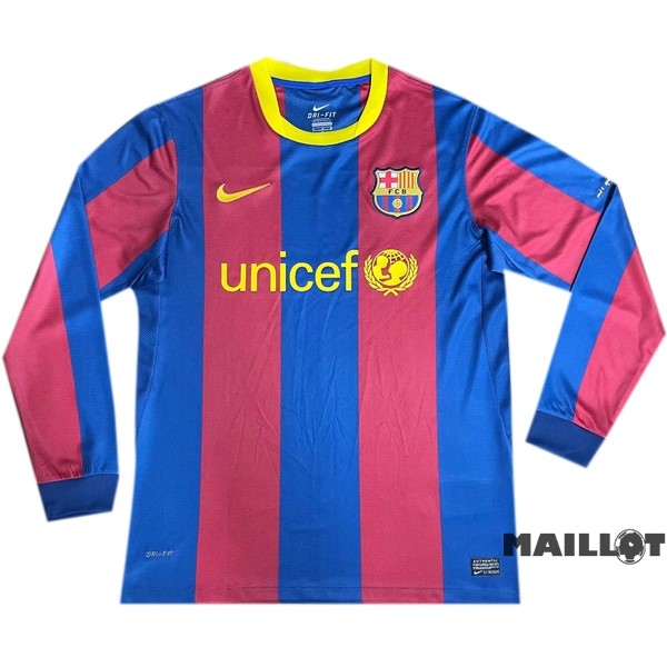 Foot Maillot Pas Cher Domicile Manches Longues Barcelona Retro 2010 2011 Bleu Rouge