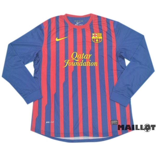 Foot Maillot Pas Cher Domicile Manches Longues Barcelona Retro 2011 2012 Bleu Rouge