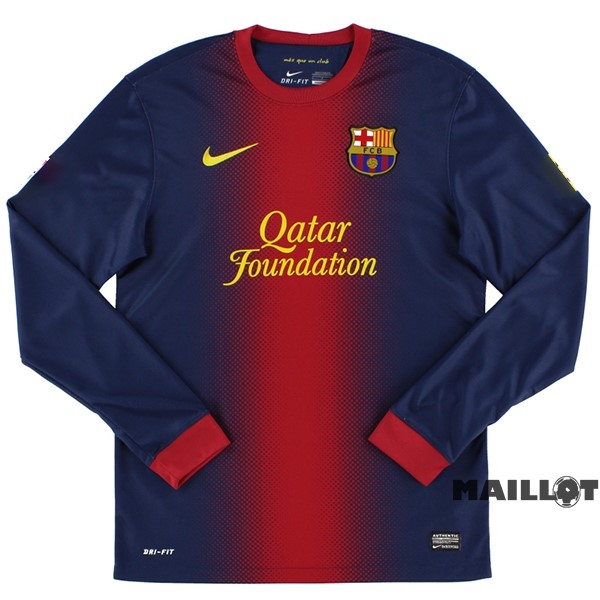 Foot Maillot Pas Cher Domicile Manches Longues Barcelona Retro 2012 2013 Bleu Rouge