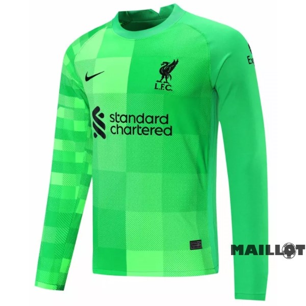 Foot Maillot Pas Cher Domicile Manches Longues Gardien Liverpool 2021 2022 Vert