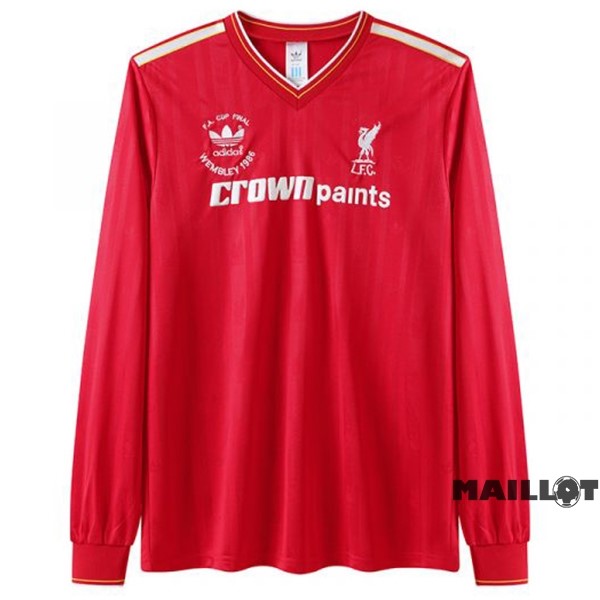 Foot Maillot Pas Cher Domicile Manches Longues Liverpool Retro 1985 1986 Rouge