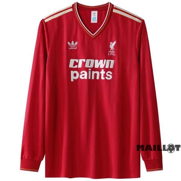 Foot Maillot Pas Cher Domicile Manches Longues Liverpool Retro 1985 1987 Rouge