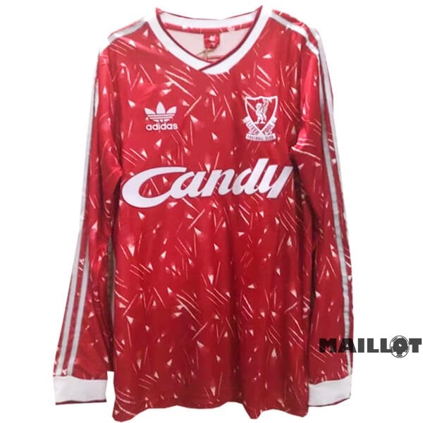 Foot Maillot Pas Cher Domicile Manches Longues Liverpool Retro 1989 1991 Rouge