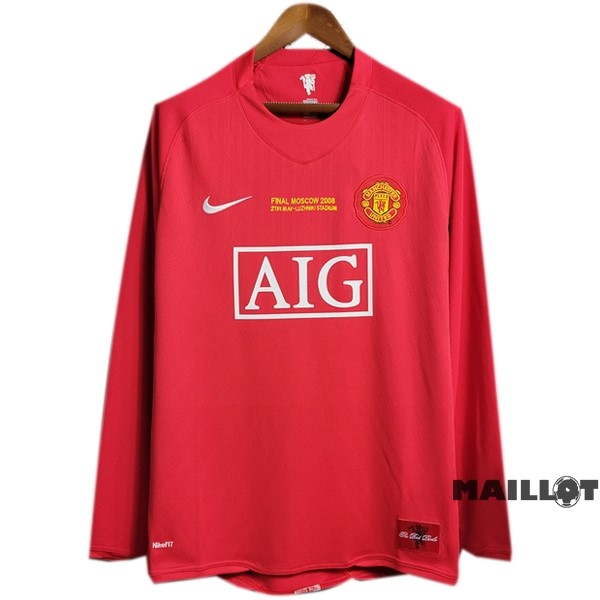 Foot Maillot Pas Cher Domicile Manches Longues Manchester United Finales Retro 2007 2008 Rouge