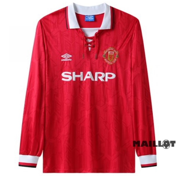 Foot Maillot Pas Cher Domicile Manches Longues Manchester United Retro 1992 1994 Rouge