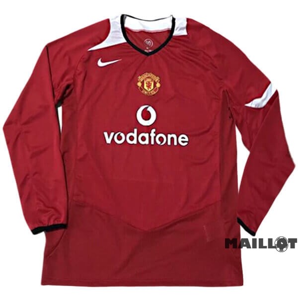 Foot Maillot Pas Cher Domicile Manches Longues Manchester United Retro 2005 2006 Rouge