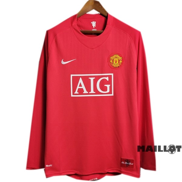 Foot Maillot Pas Cher Domicile Manches Longues Manchester United Retro 2007 2008 Rouge