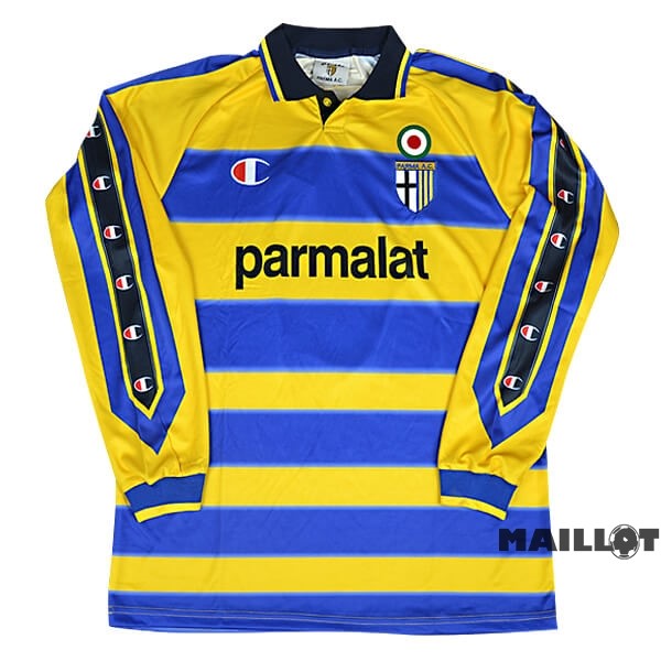 Foot Maillot Pas Cher Domicile Manches Longues Parma Retro 1999 2000 Bleu Jaune
