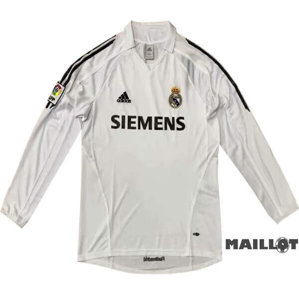 Foot Maillot Pas Cher Domicile Manches Longues Real Madrid Retro 2005 2006 Blanc