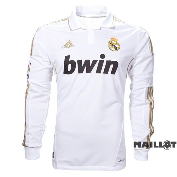 Foot Maillot Pas Cher Domicile Manches Longues Real Madrid Retro 2011 2012 Blanc