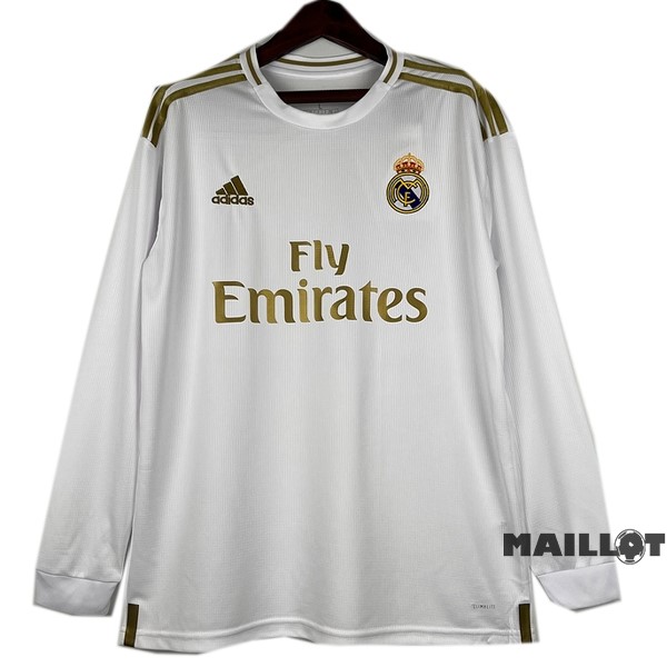 Foot Maillot Pas Cher Domicile Manches Longues Real Madrid Retro 2019 2020 Blanc