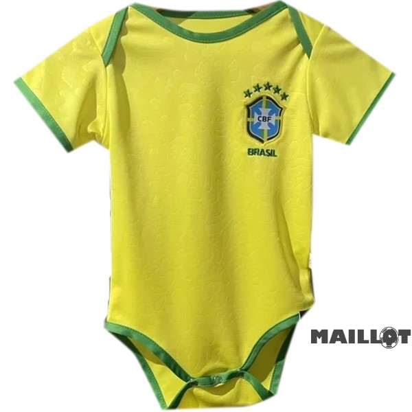 Foot Maillot Pas Cher Domicile Onesies Enfant Brésil 2022 2023 Jaune