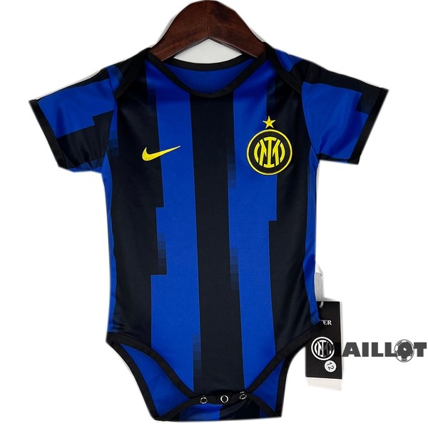 Foot Maillot Pas Cher Domicile Onesies Enfant Inter Milán 2023 2024 Bleu Noir
