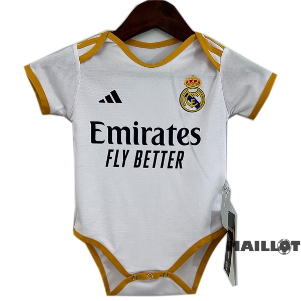 Foot Maillot Pas Cher Domicile Onesies Enfant Real Madrid 2023 2024 Blanc