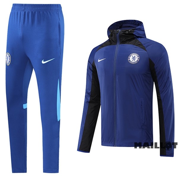 Foot Maillot Pas Cher Ensemble Complet Coupe Vent Chelsea 2022 2023 Noir Blanc