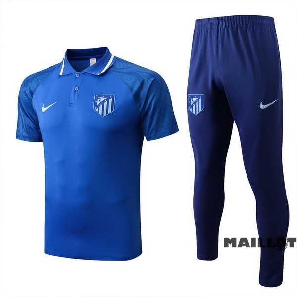 Foot Maillot Pas Cher Ensemble Complet Polo Atlético Madrid 2022 2023 Bleu