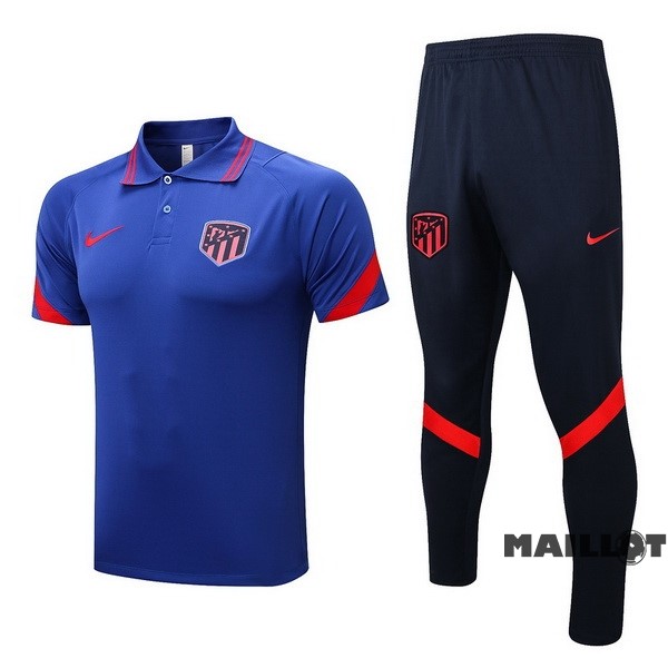 Foot Maillot Pas Cher Ensemble Complet Polo Atlético Madrid 2022 2023 Bleu Noir