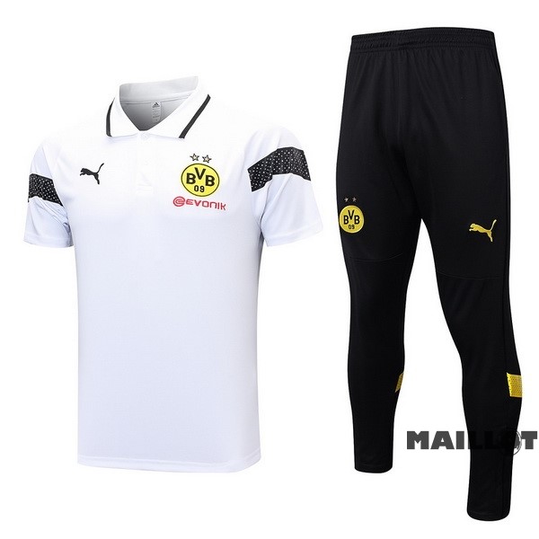 Foot Maillot Pas Cher Ensemble Complet Polo Borussia Dortmund 2023 2024 Blanc Noir