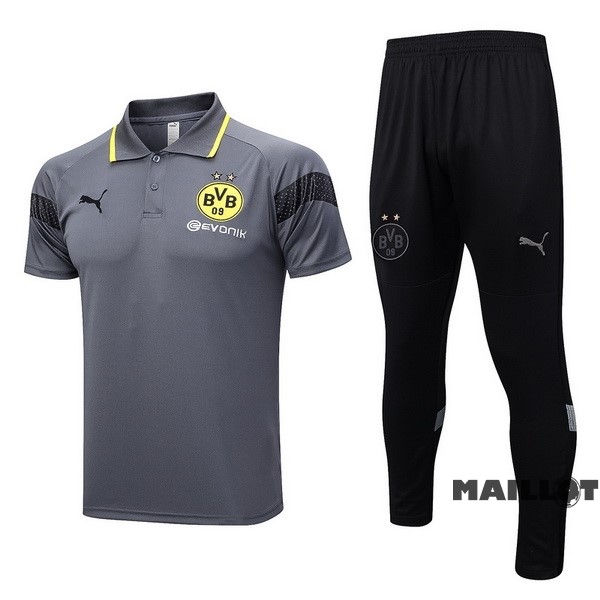 Foot Maillot Pas Cher Ensemble Complet Polo Borussia Dortmund 2023 2024 Gris Noir