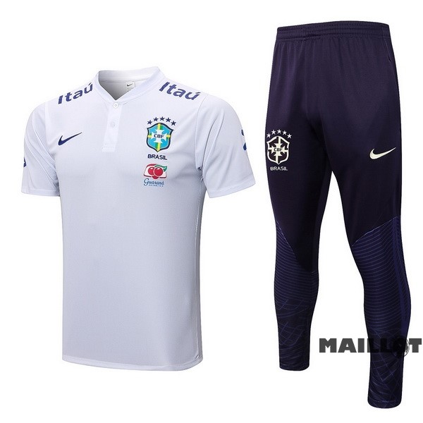 Foot Maillot Pas Cher Ensemble Complet Polo Brésil 2022 Blanc I Noir