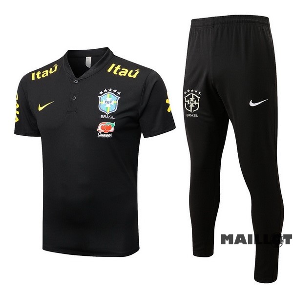 Foot Maillot Pas Cher Ensemble Complet Polo Brésil 2022 Noir