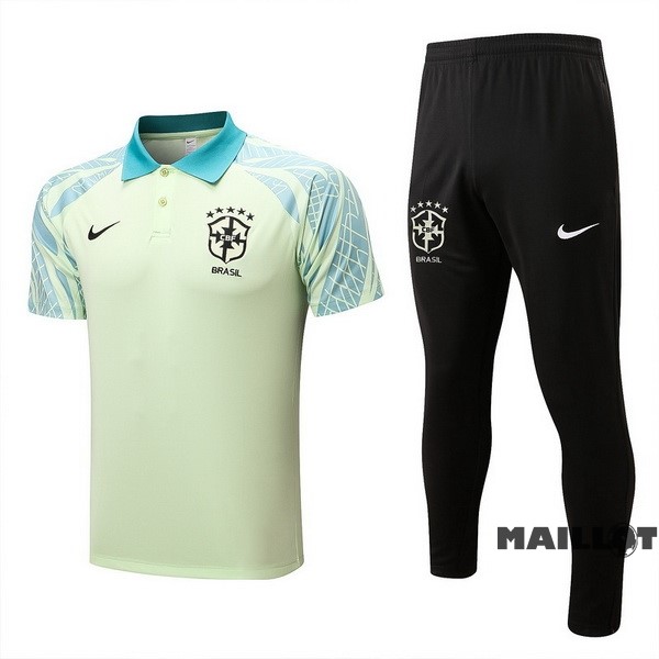 Foot Maillot Pas Cher Ensemble Complet Polo Brésil 2022 Vert Noir