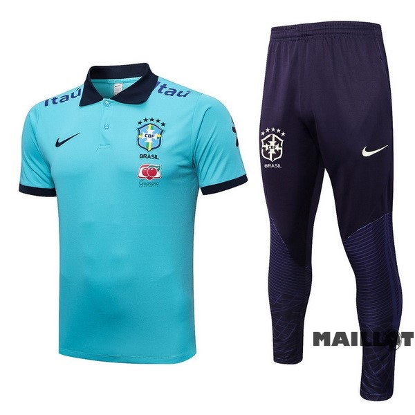 Foot Maillot Pas Cher Ensemble Complet Polo Brésil 2023 Bleu Noir