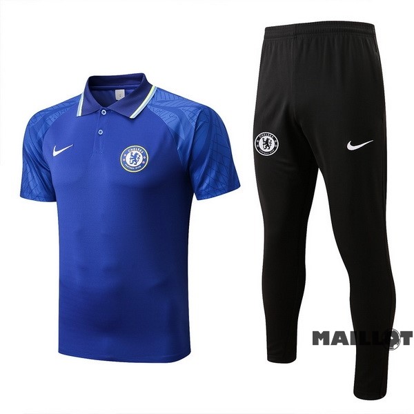 Foot Maillot Pas Cher Ensemble Complet Polo Chelsea 2022 2023 Bleu I Noir